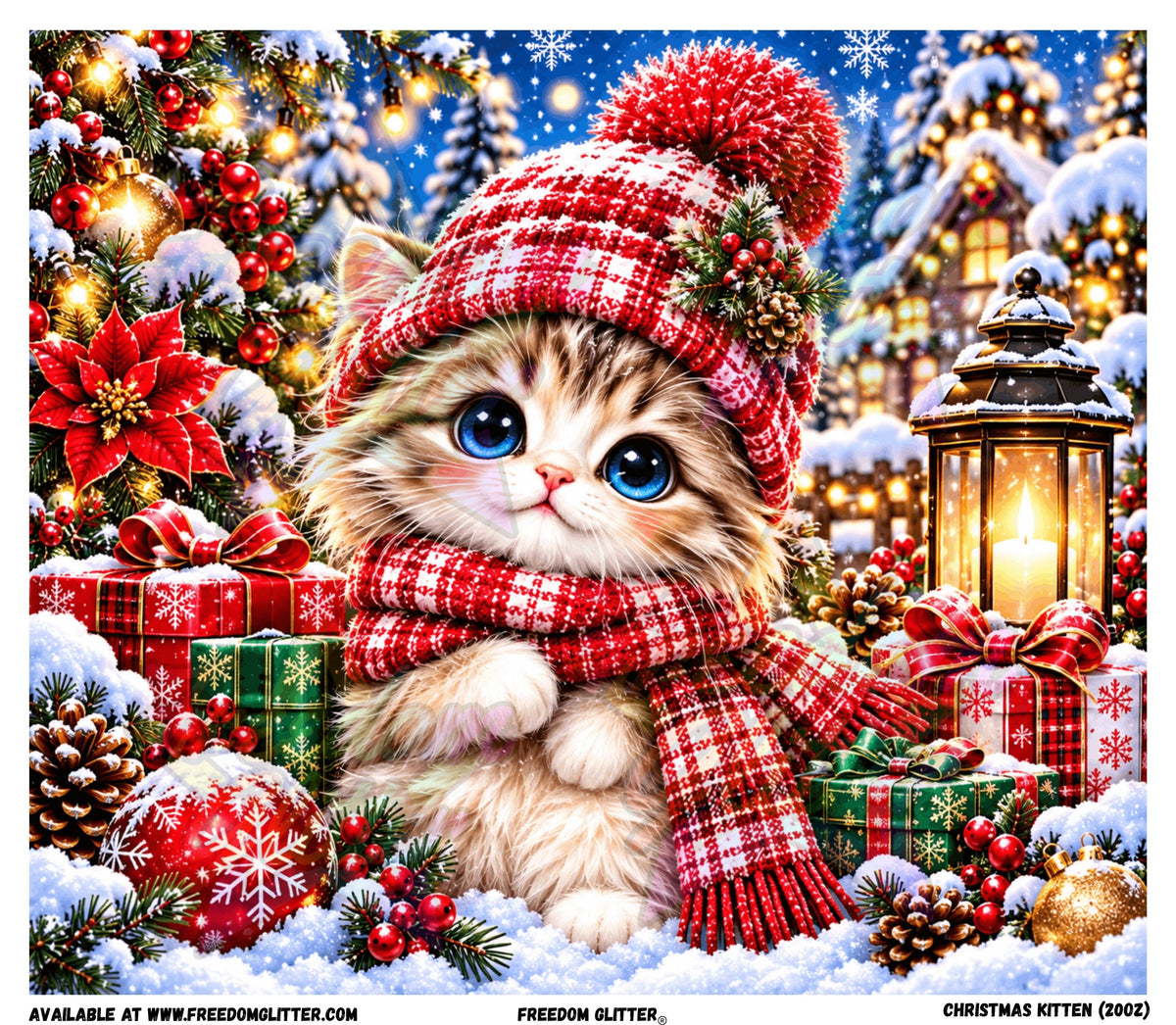 Christmas Kitten Tumbler Wrap (Printed Vinyl)