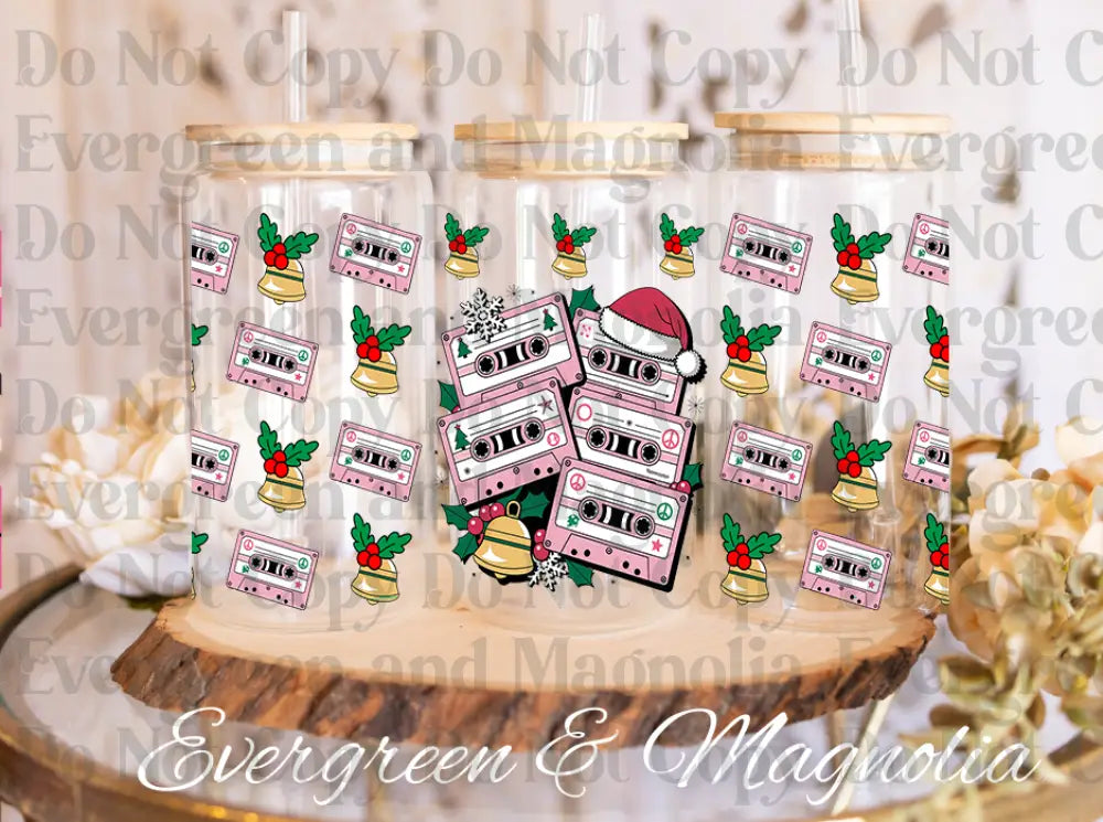 Christmas Music Cassette glass