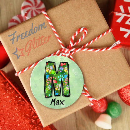 Customized Christmas Pet Gift Tags - Light Paw Letters