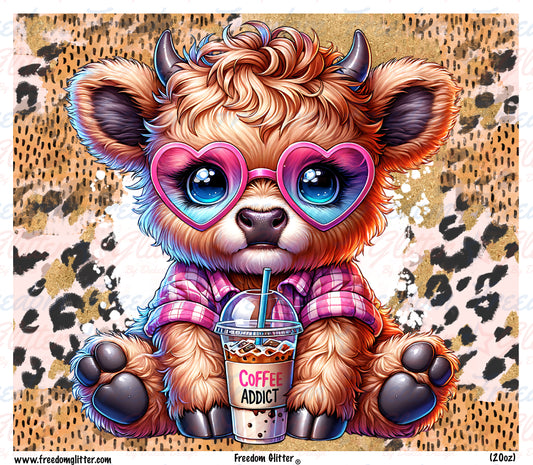 Coffee Addict Highland Cow (Printed Vinyl)