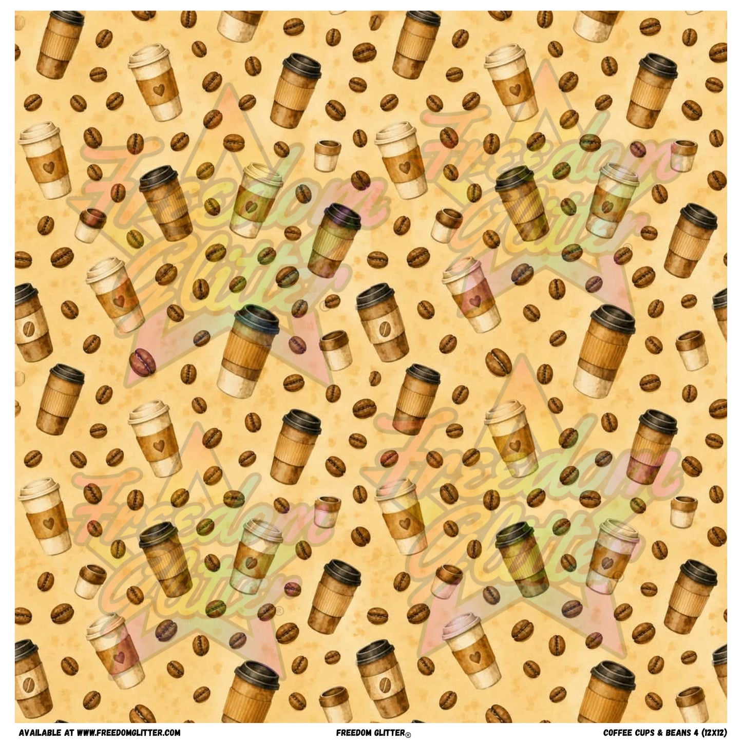 Coffee Cups & Beans 4 (Printed Vinyl)