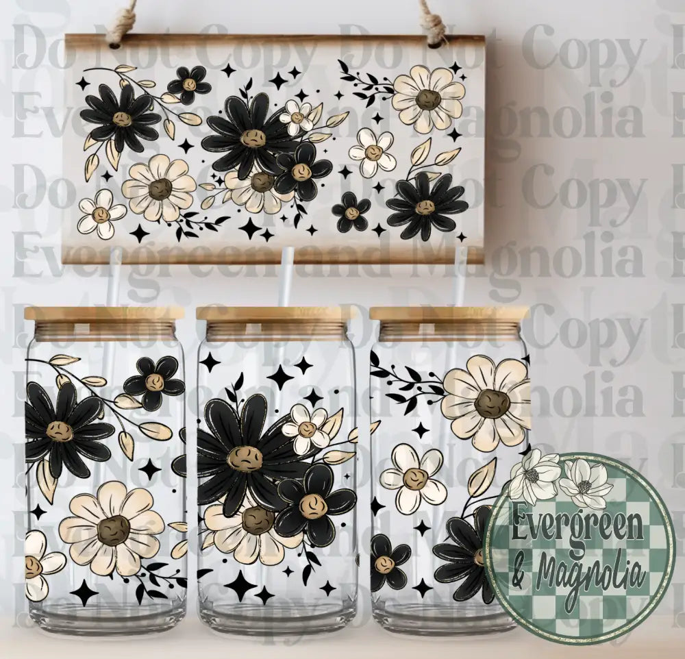 Black and tan florals