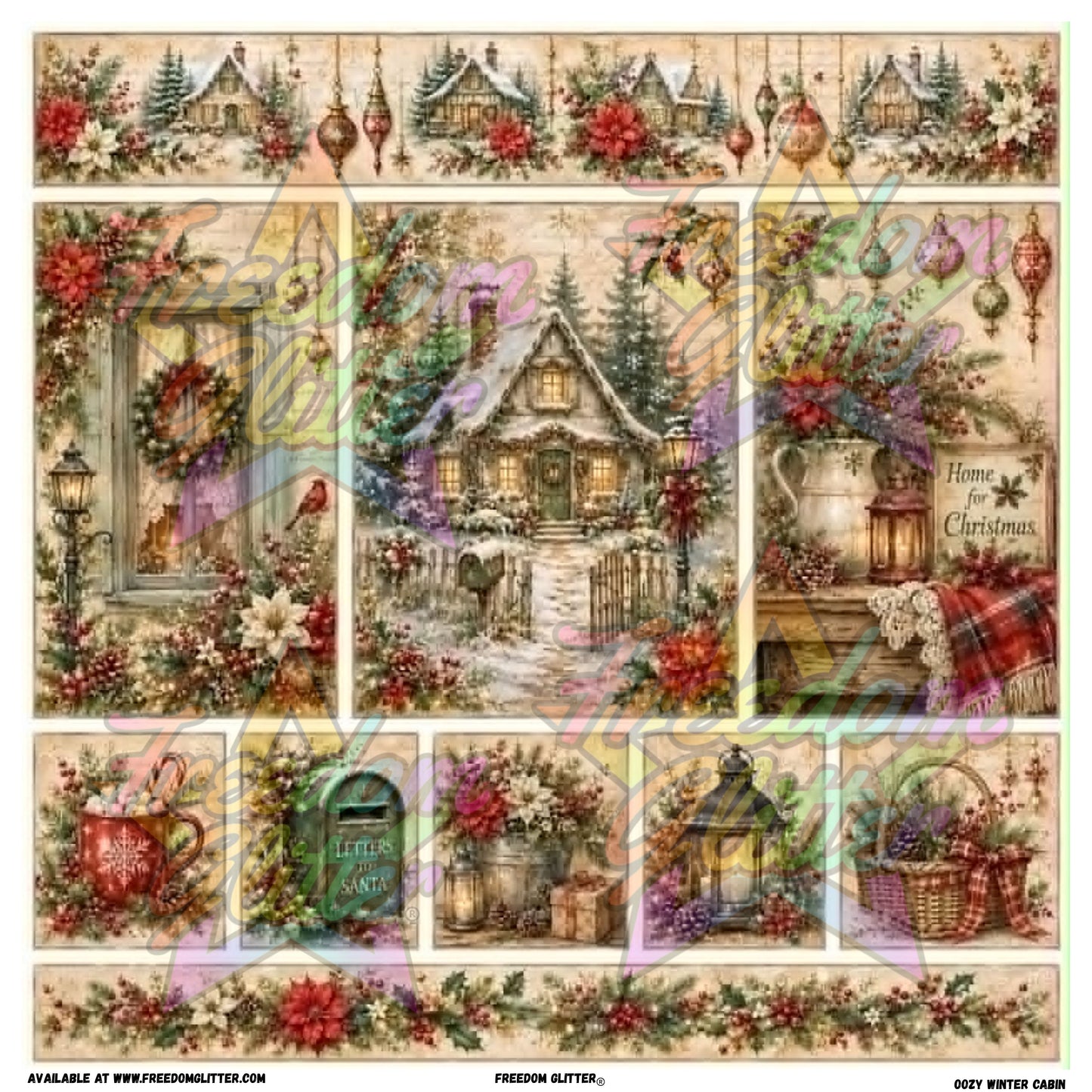 Mixed Image Sheet - Cozy Winter Cabin (Printed Vinyl)