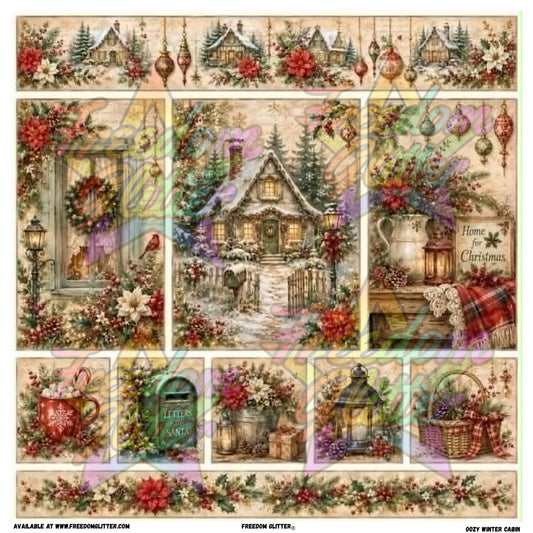 Mixed Image Sheet - Cozy Winter Cabin (Printed Vinyl)