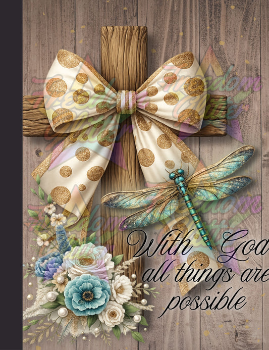 Cross & Dragonfly Notebook Cover