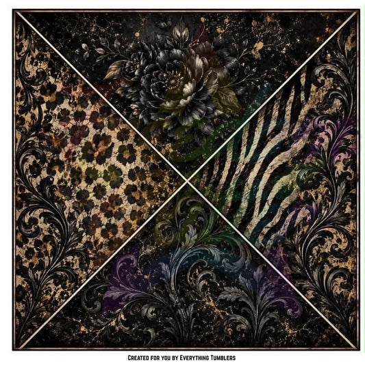Dark Floral & Leopard Print Triangles (Printed Vinyl)