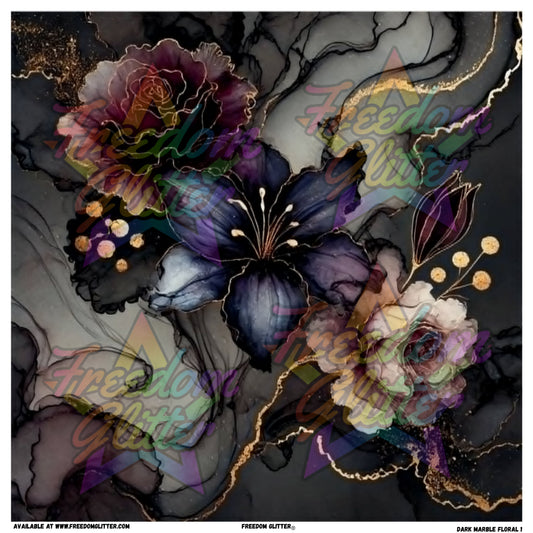 Dark Marble Floral 1 (Printed Vinyl)