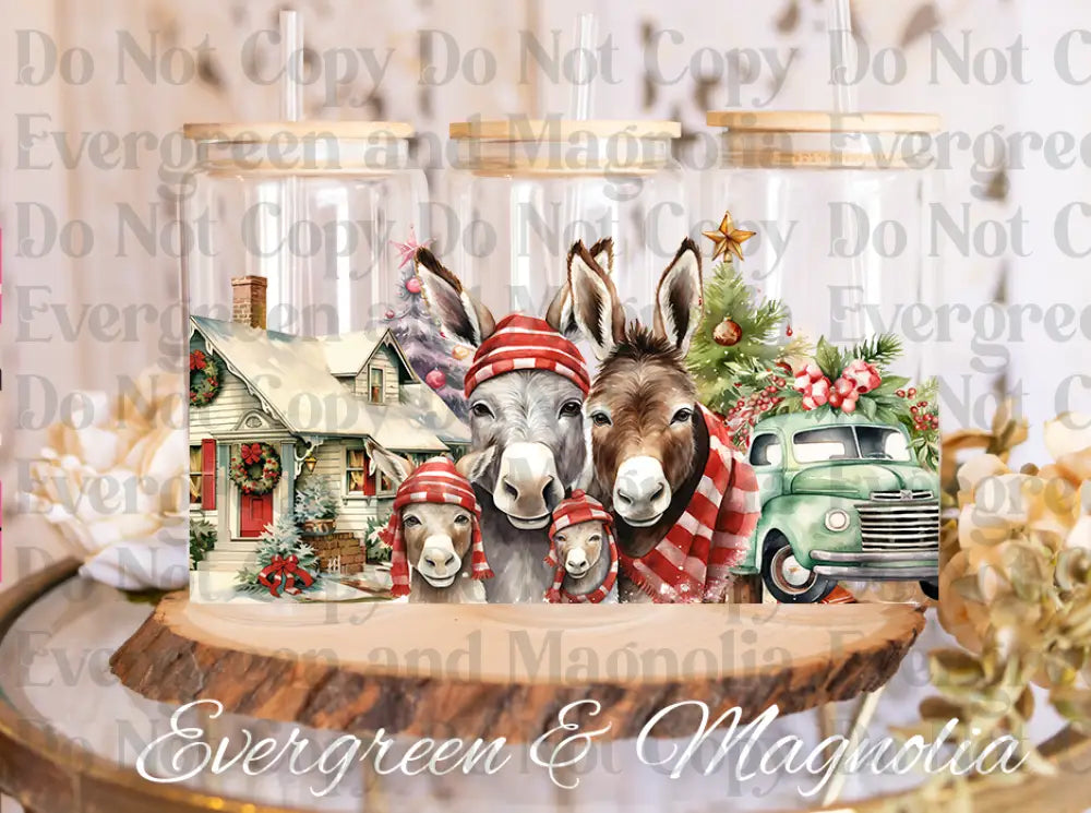 Donkey Christmas Family Animals