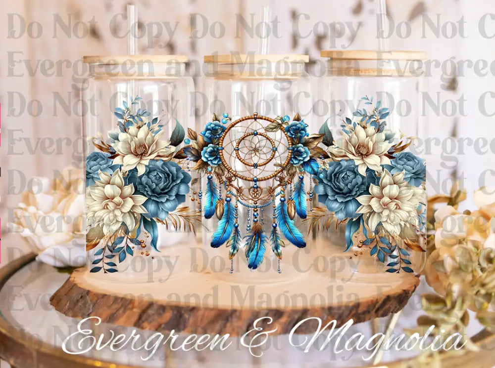 Dream Catcher Blue Boho Christmas-Retro Flower
