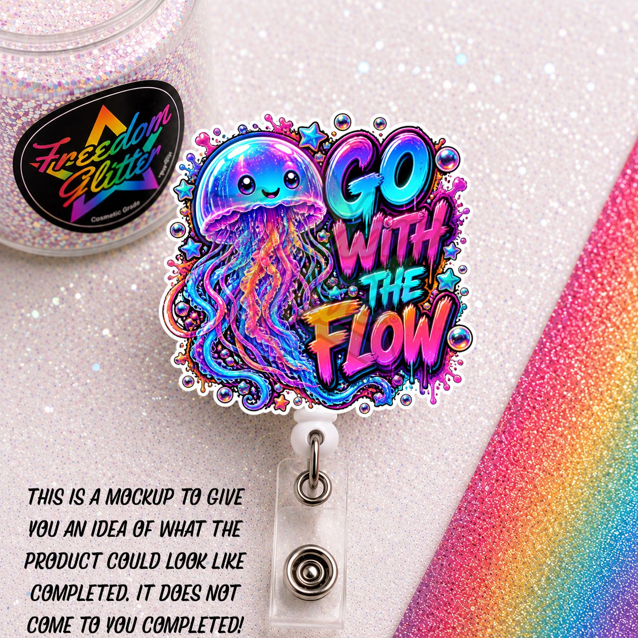 Encouraging -Go with the Flow 2" Badge Reel Acrylic Blank