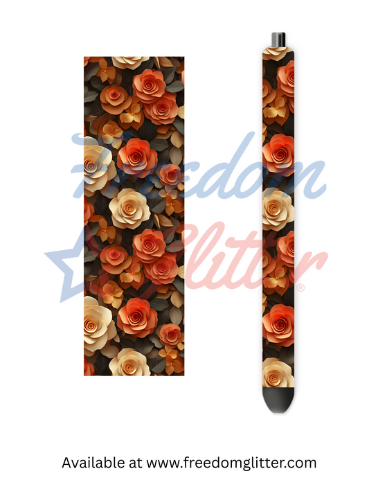 Fall Floral 3 Pen Wrap (Vinyl)