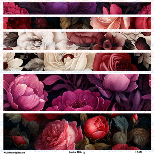 Floral 1 1-3in Rectangles (Printed Vinyl)