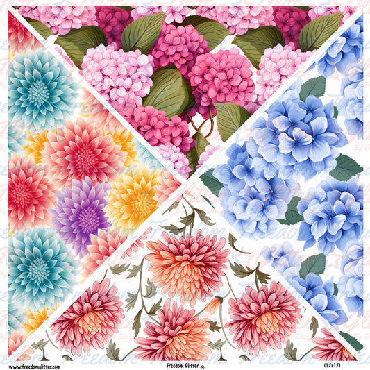 Floral 2 Mixed Triangles (Printed Vinyl)