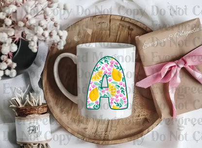 Floral lemon alpha initials