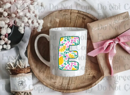 Floral lemon alpha initials