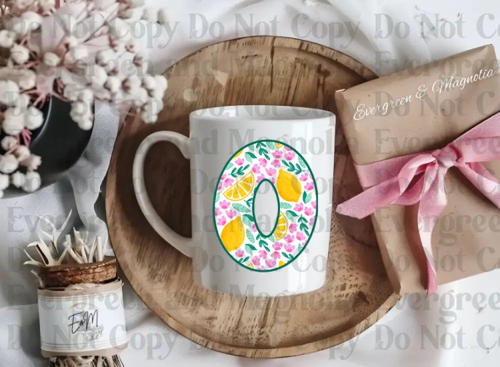 Floral lemon alpha initials