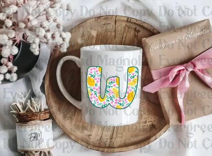 Floral lemon alpha initials