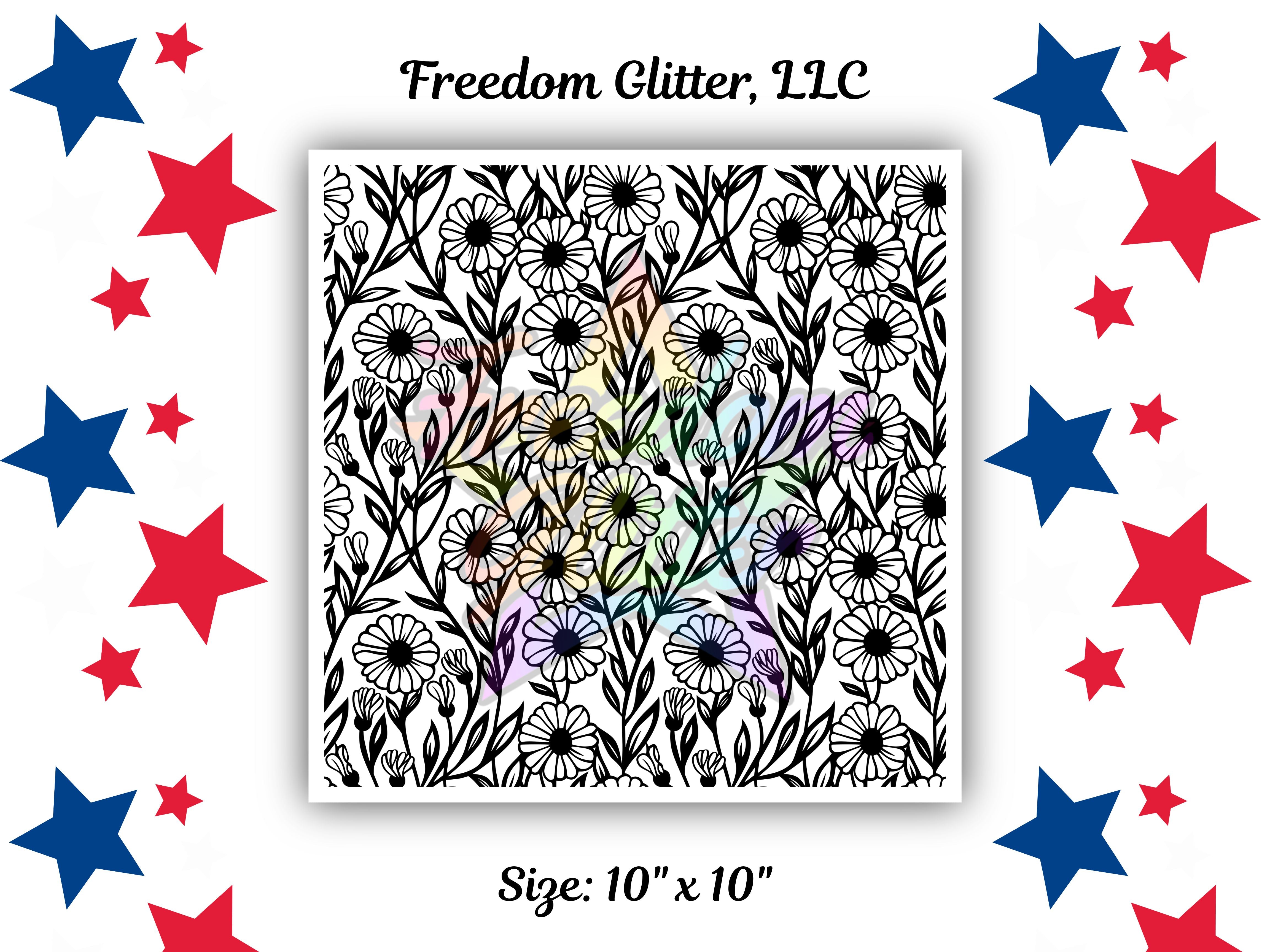 10x10 Floral Outline 3 UVDTF Decal | Waterproof Peel & Stick Transfer ...