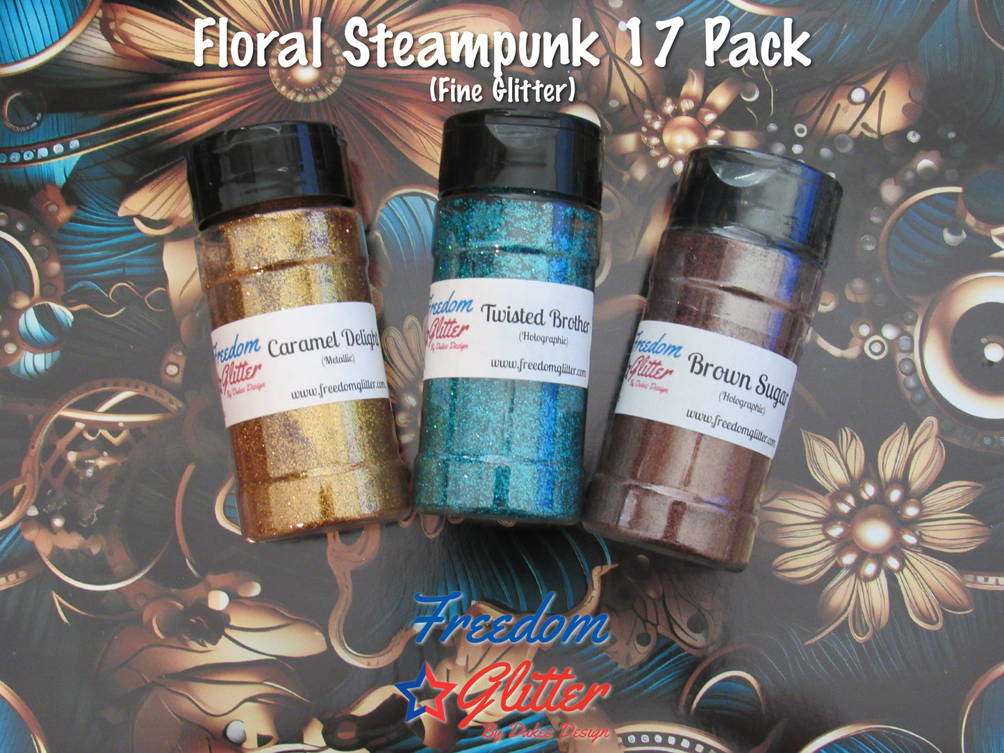 Floral Steampunk 17 Pack (Fine Glitter)