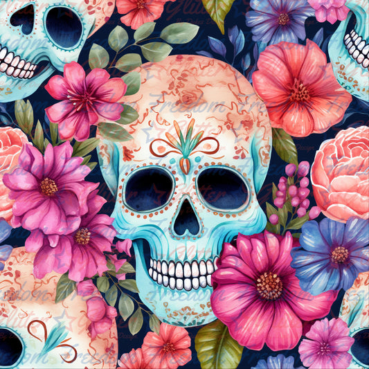 Floral Sugar Skull (Printed Vinyl)