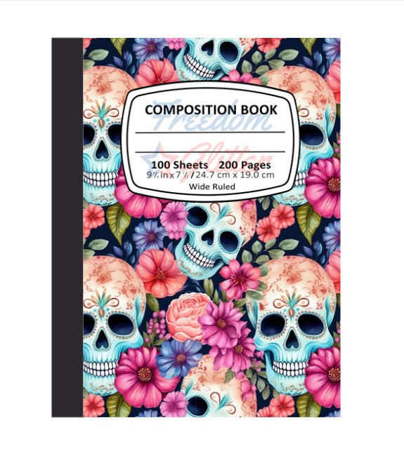 Floral Sugar Skulls Notebook Cover