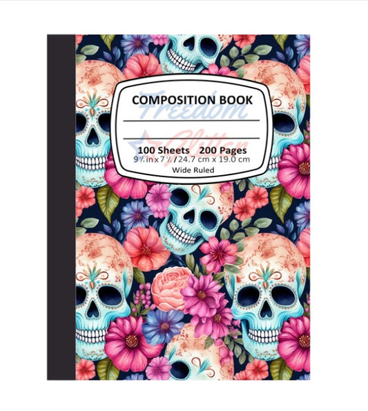 Floral Sugar Skulls Notebook Cover