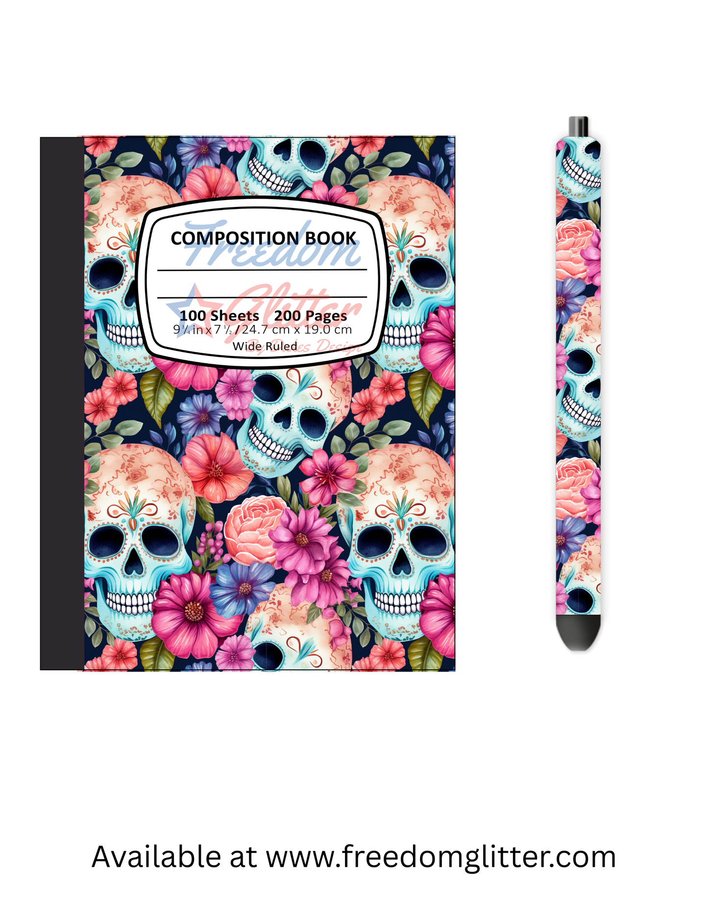Floral Sugar Skulls Notebook Cover