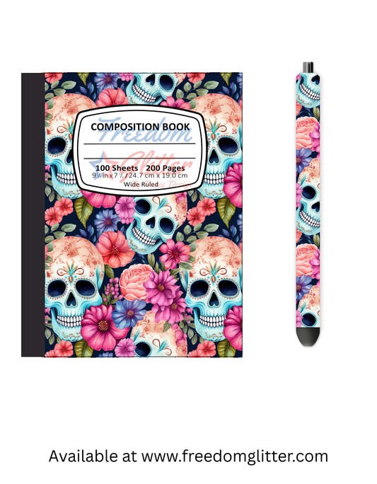 Floral Sugar Skulls Notebook Cover