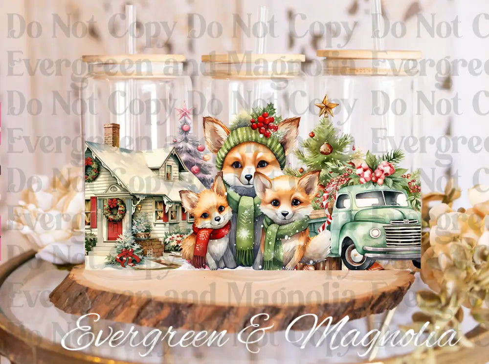 Fox Christmas Family Animals