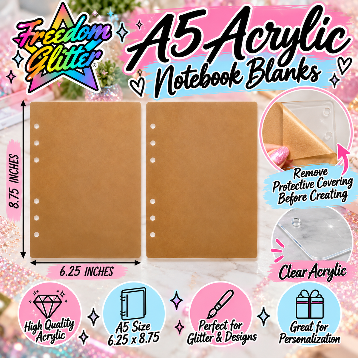 A5 Acrylic Notebook Cover Set (Front & Back)