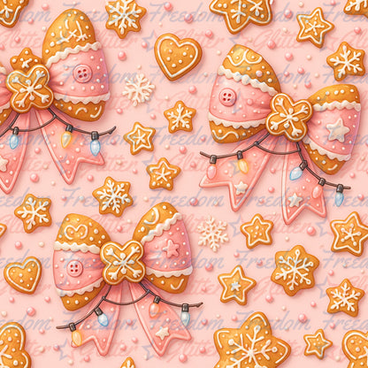 Gingerbread Pink Bows (Printed Vinyl)