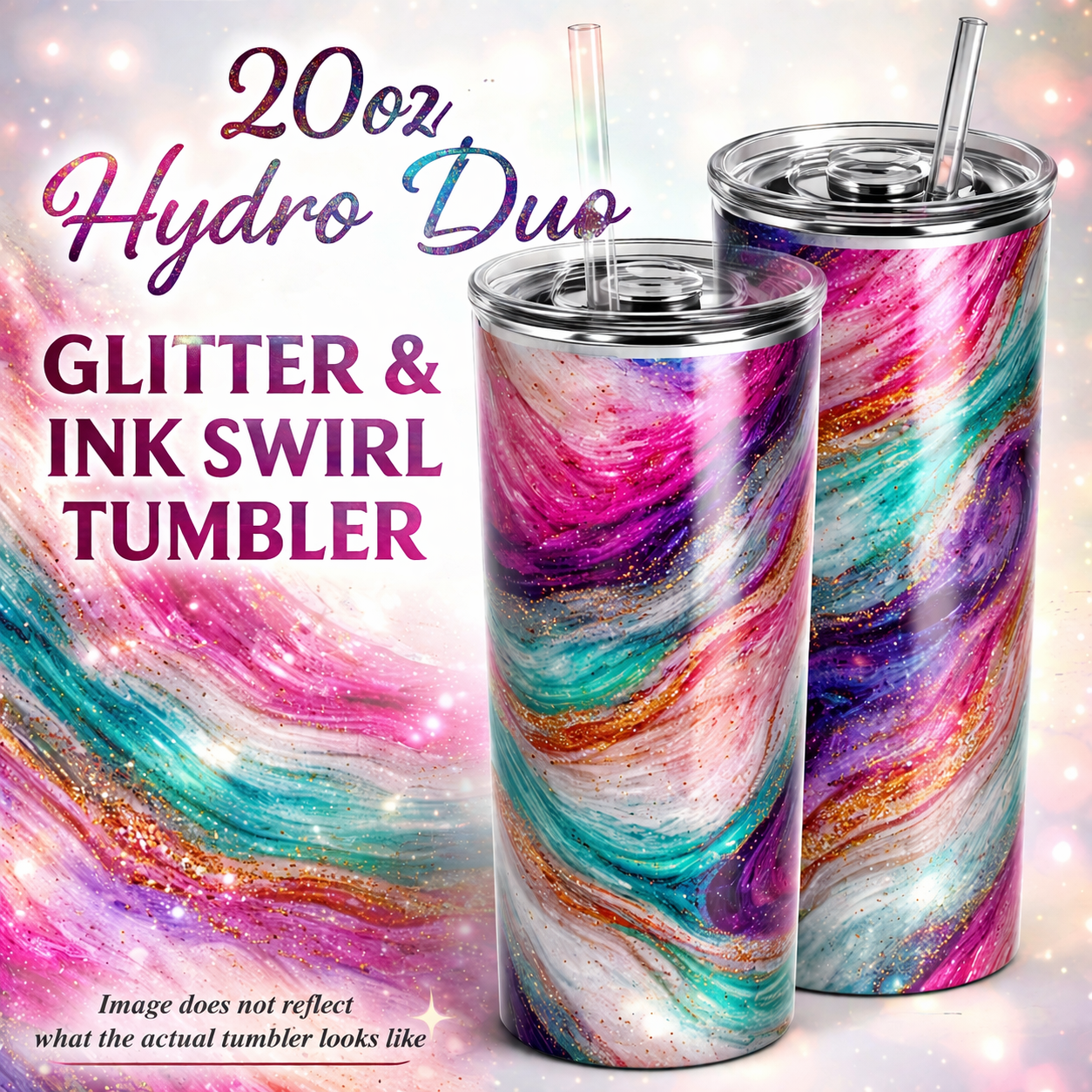 #2 - 20oz Skinny Duo Hydro Blue Base Ink Swirl Tumbler 4.10.26