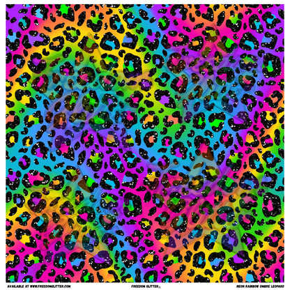 Glittery Neon Rainbow Ombre Leopard (Printed Vinyl)