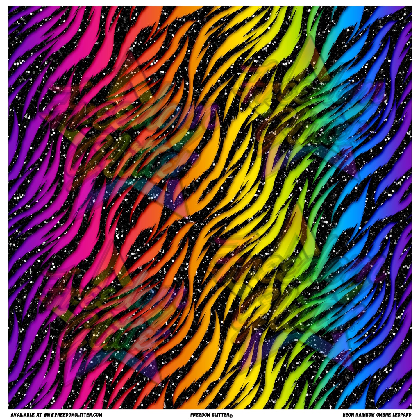 Glittery Neon Rainbow Ombre Zebra (Printed Vinyl)