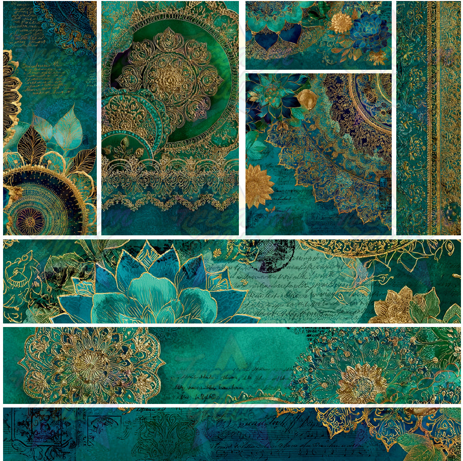 Mixed Image Sheet - Gold & Teal 1 (Printed Vinyl)