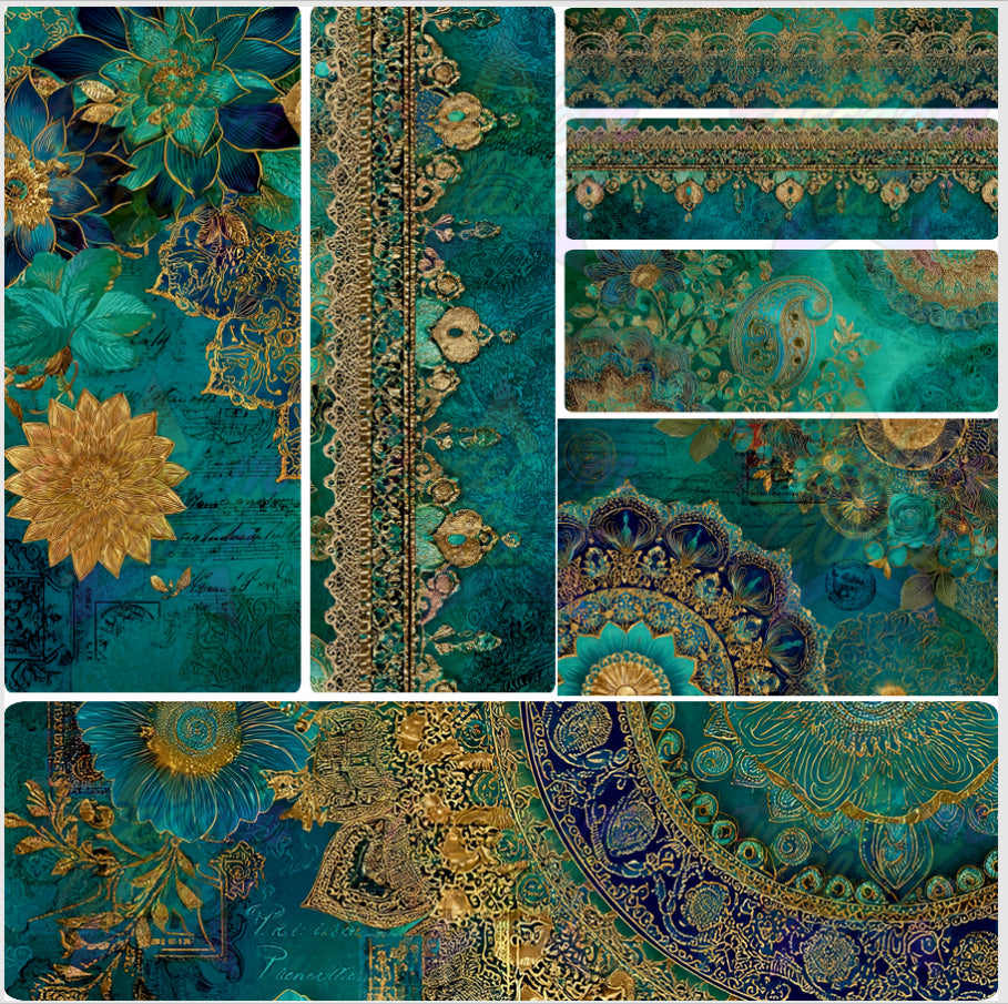 Mixed Image Sheet - Gold & Teal 2 (Printed Vinyl)