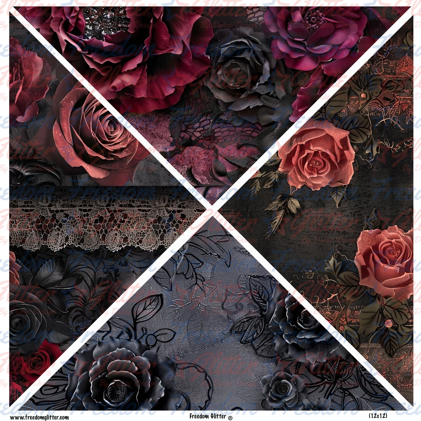 Gothic Floral 1 Mixed Triangles (Printed Vinyl)