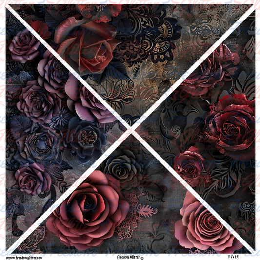 Gothic Floral 2 Mixed Triangles (Printed Vinyl)