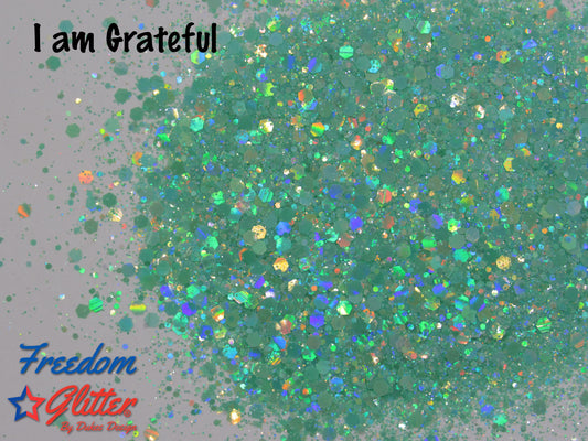 I am Grateful (Pearl Holographic Glitter)