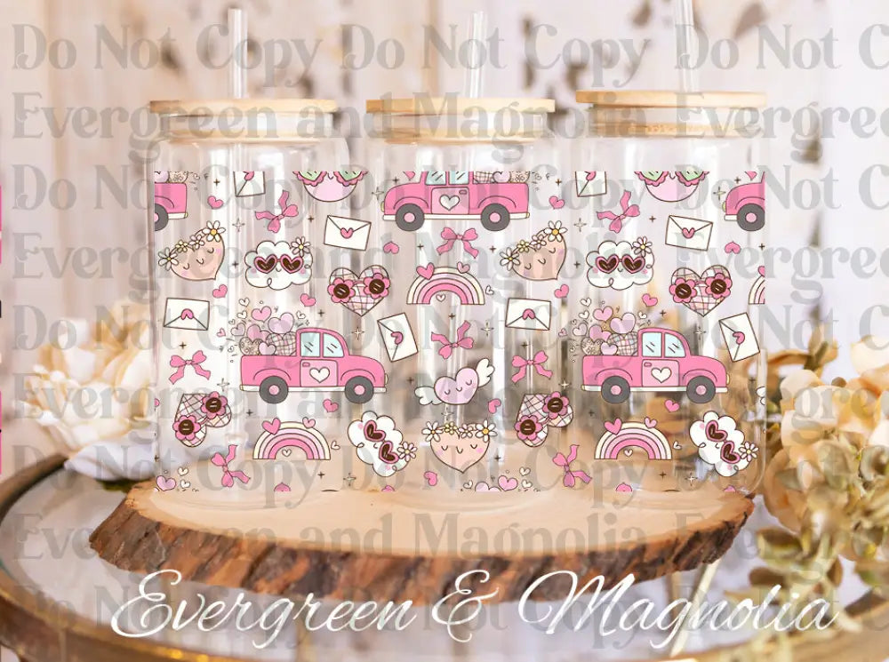 Groovy pink truck valentine