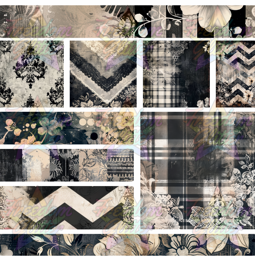 Mixed Image Sheet - Grunge Chevron & Plaid 1 (Printed Vinyl)
