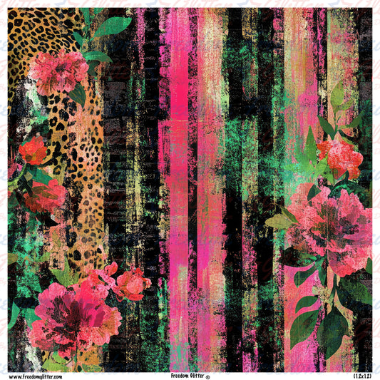 Grunge Floral & Stripes 12 (Printed Vinyl)