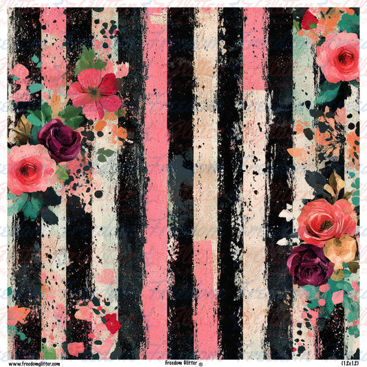 Grunge Floral & Stripes 1 (Printed Vinyl)