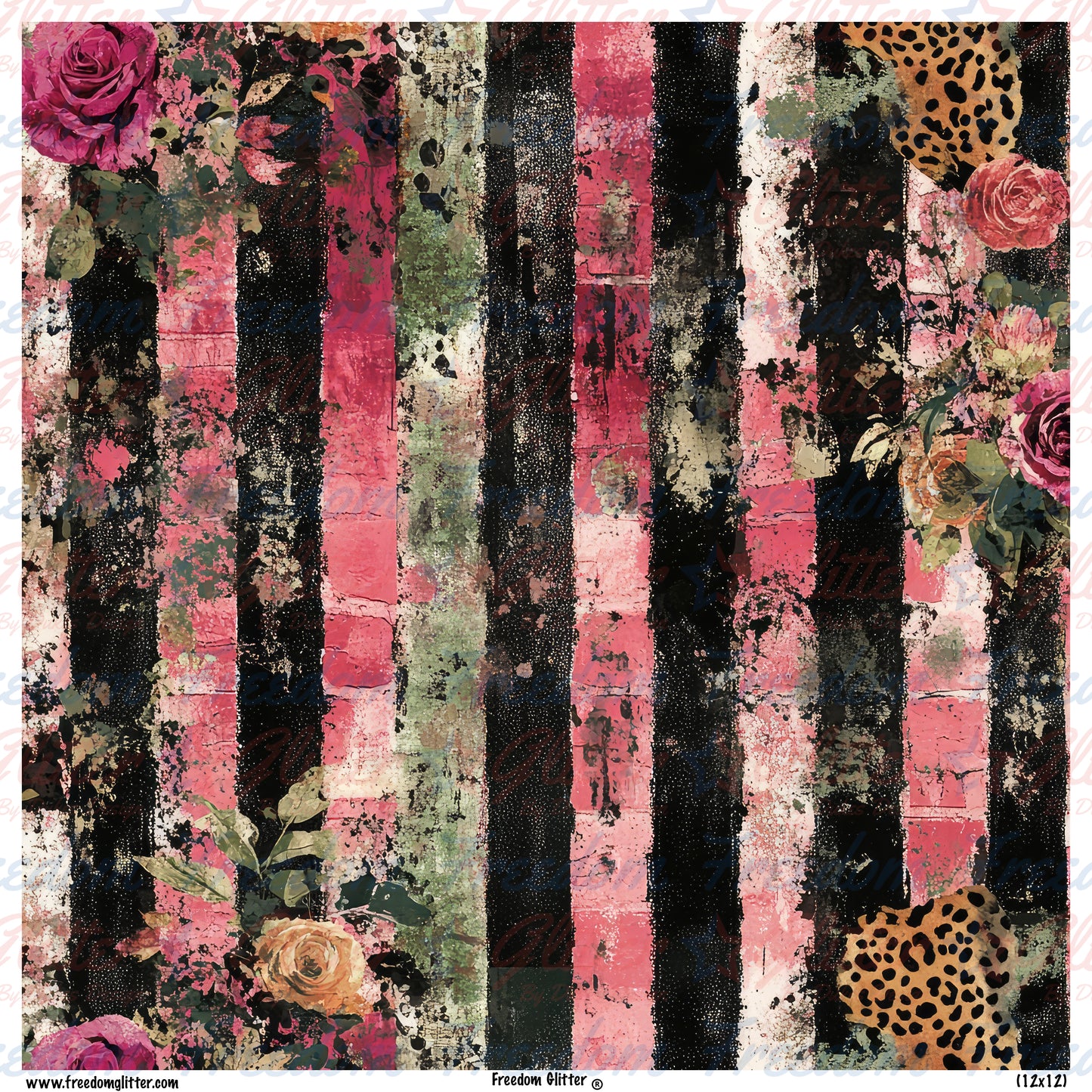 Grunge Floral & Stripes 7 (Printed Vinyl)
