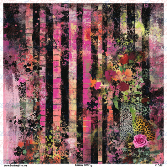 Grunge Floral & Stripes 8 (Printed Vinyl)