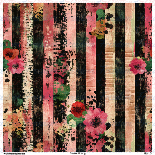Grunge Floral & Stripes 9 (Printed Vinyl)