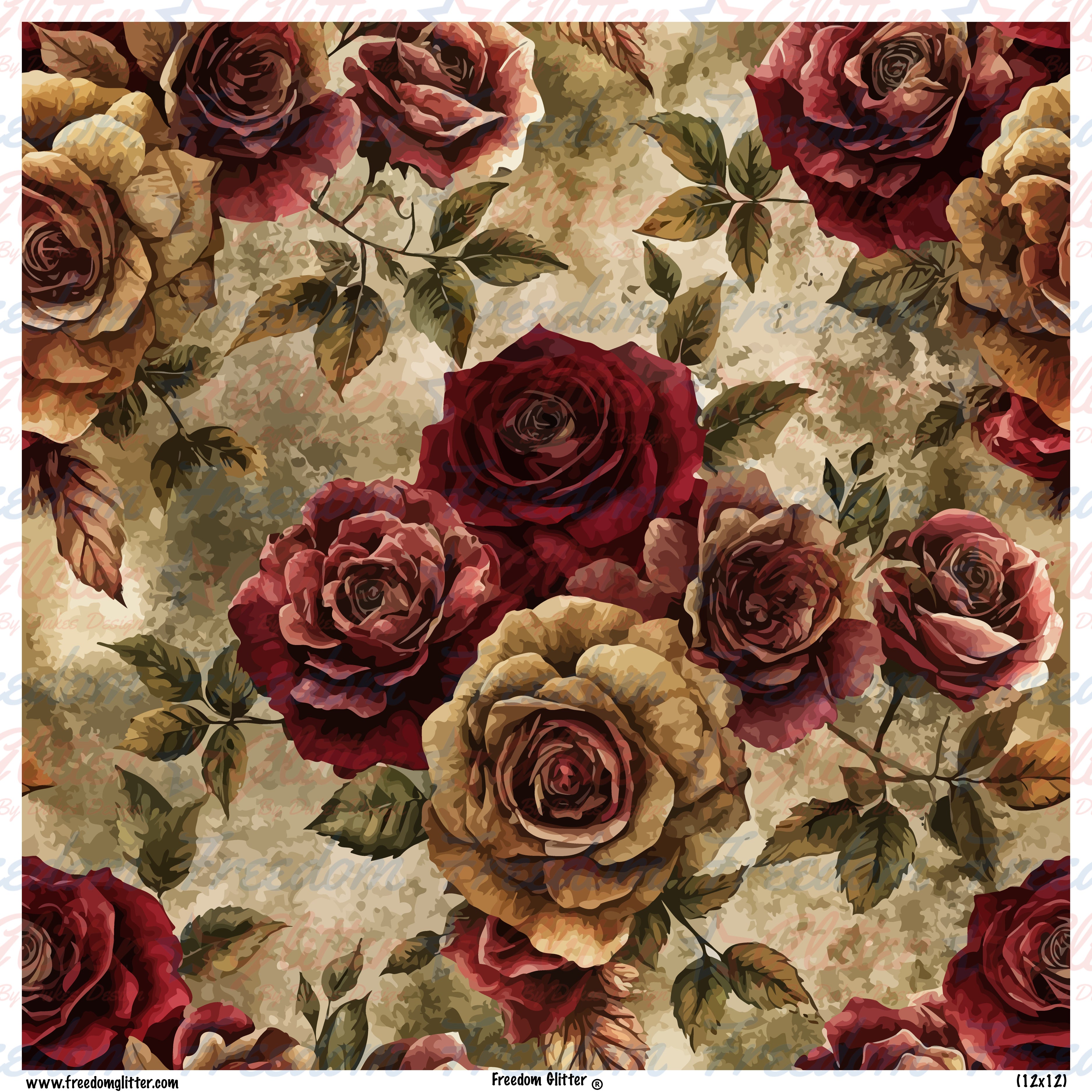 Grunge Roses 4 (Printed Vinyl) – Freedom Glitter