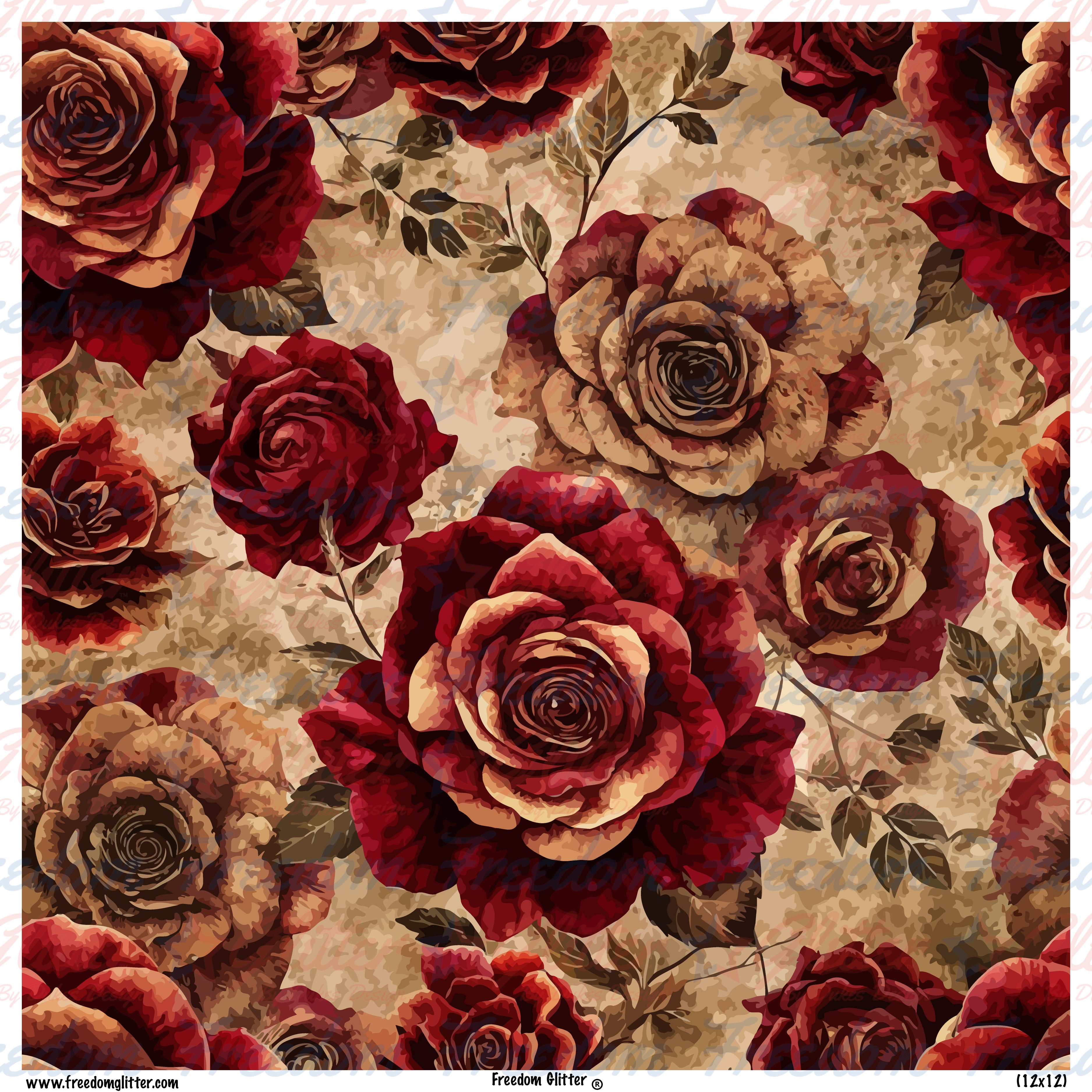 Grunge Roses 5 (Printed Vinyl) – Freedom Glitter
