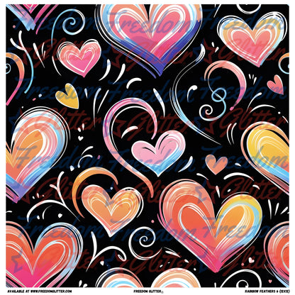 Hand-Drawn Hearts 3 (Printed Vinyl)