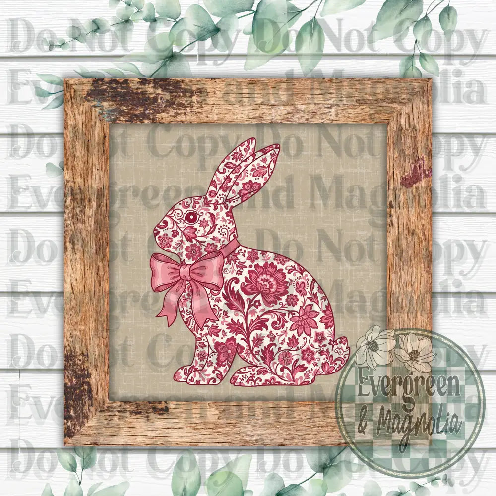 Happy easter floral bunny pink